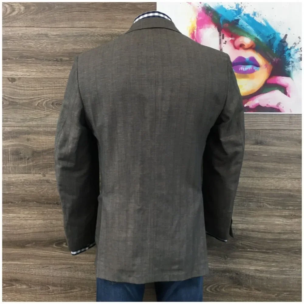 John Varvatos Mens Blazer Sport Coat Two Button‎ Casual Jacket 40L Linen Wool